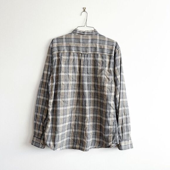 Woolrich Mens Button Up Shirt Twisted Dark Moccasin 100% Cotton Flannel Plaid L - Picture 2 of 8